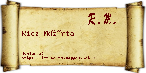 Ricz Márta névjegykártya